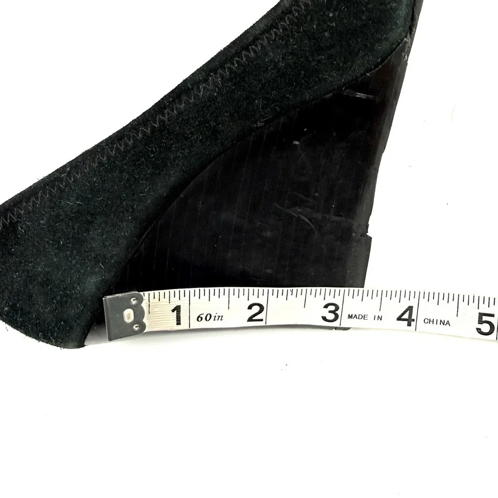 Tory Burch Sophie Wedge 6.5‎ Black Suede Slip On Heels Silver Logo